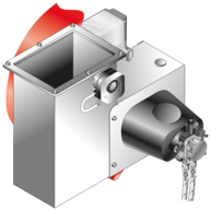 Volute de WML10 ou WMGL10 pour l'aspiration d'air externe      Aspiration d'air par le haut     Le montage d'un accouplement magnétique pour la pompe fioul est possible dans tous les sens d'aspiration