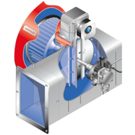 Volute de WM-L10 pour l'aspiration d'air externe      Il existe des variantes pour l'aspiration d'air par le haut, par le bas ou par l'arrière (comme sur l'image)     La pompe fioul est fixée extérieurement à l'aspiration d'air