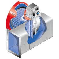 Volute de WMG10 pour l'aspiration d'air externe      Il existe des variantes pour l'aspiration d'air par le haut, par le bas ou par l'arrière (comme sur l'image)